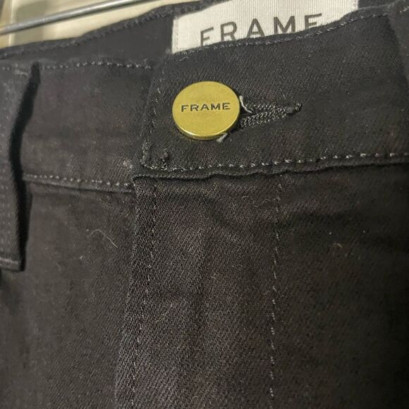 Frame Black Le High Straight Velvet Sparkle Side Stripe Step Hem Jeans Size 28 - Picture 4 of 11